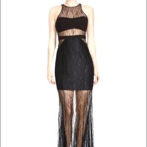 HALSTON Sheer Cut Out Gown